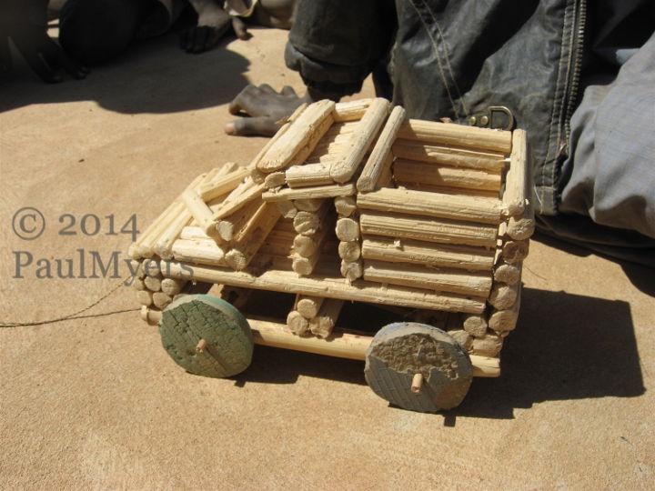 Toy car from millet stems